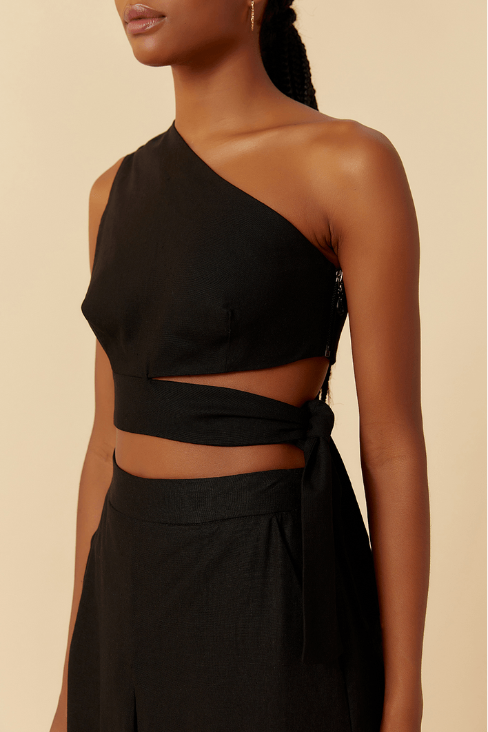 Blusa Linho Faixa Barra
