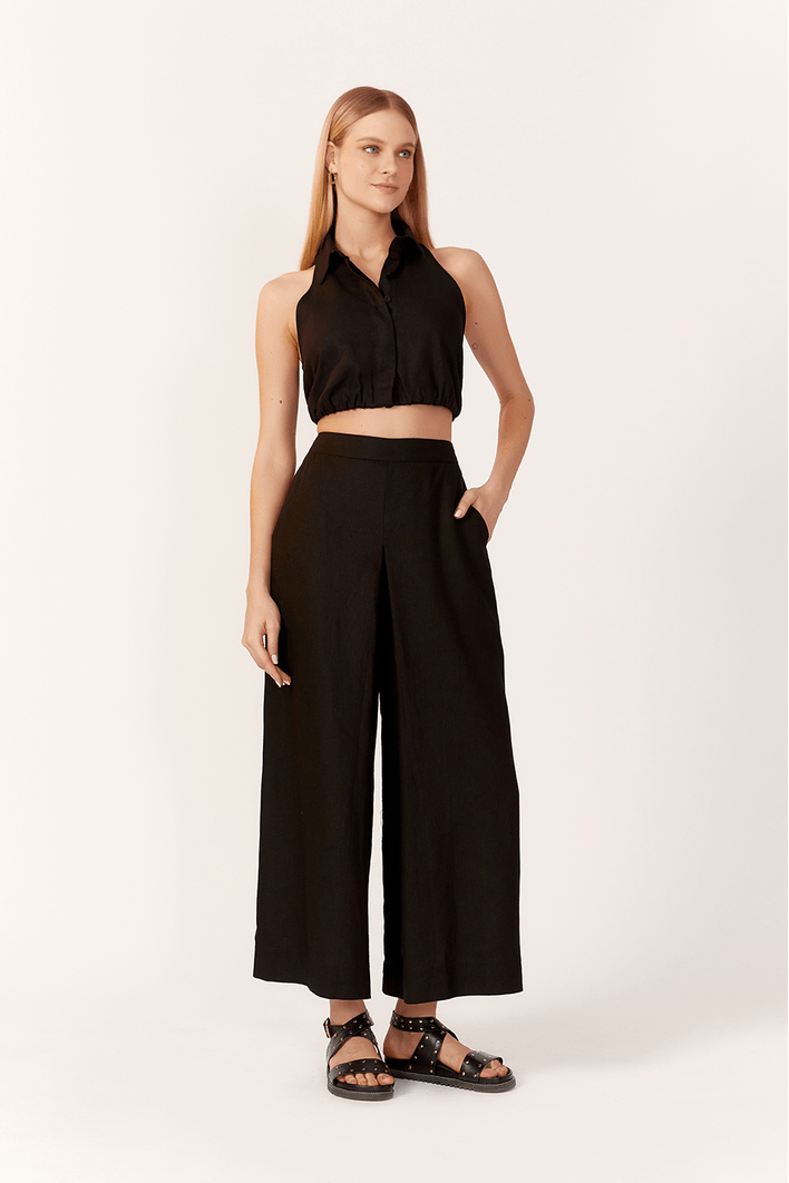 Blusa Linho Pregas Barra