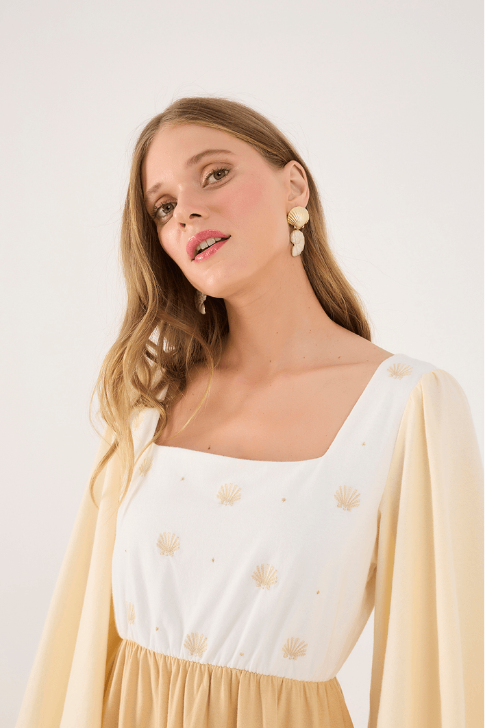 Vestido 3 Cores Com Bordado