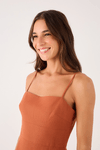 Vestido Curto Linho Recorte Busto