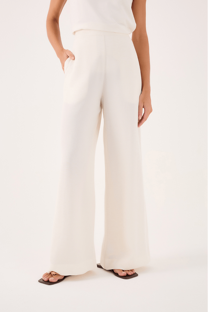 Calça Pregas E Elástico Cintura