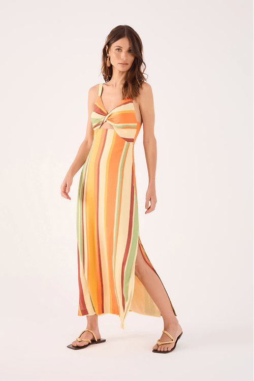 Vestido Cropped Linho Estampa Calma