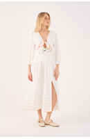 Vestido Linho Cropped Bord Ondas Colorid