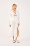 Vestido Linho Cropped Bord Ondas Colorid