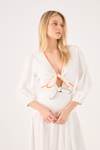 Vestido Linho Cropped Bord Ondas Colorid