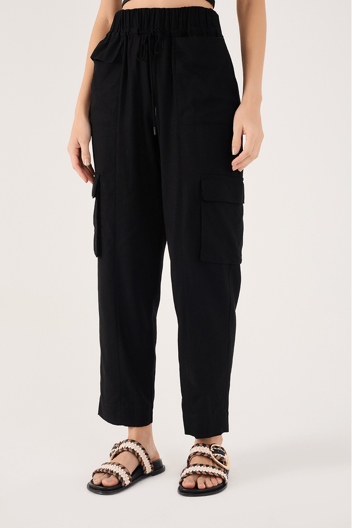 Calça Linho Cos Elastico E Amarração