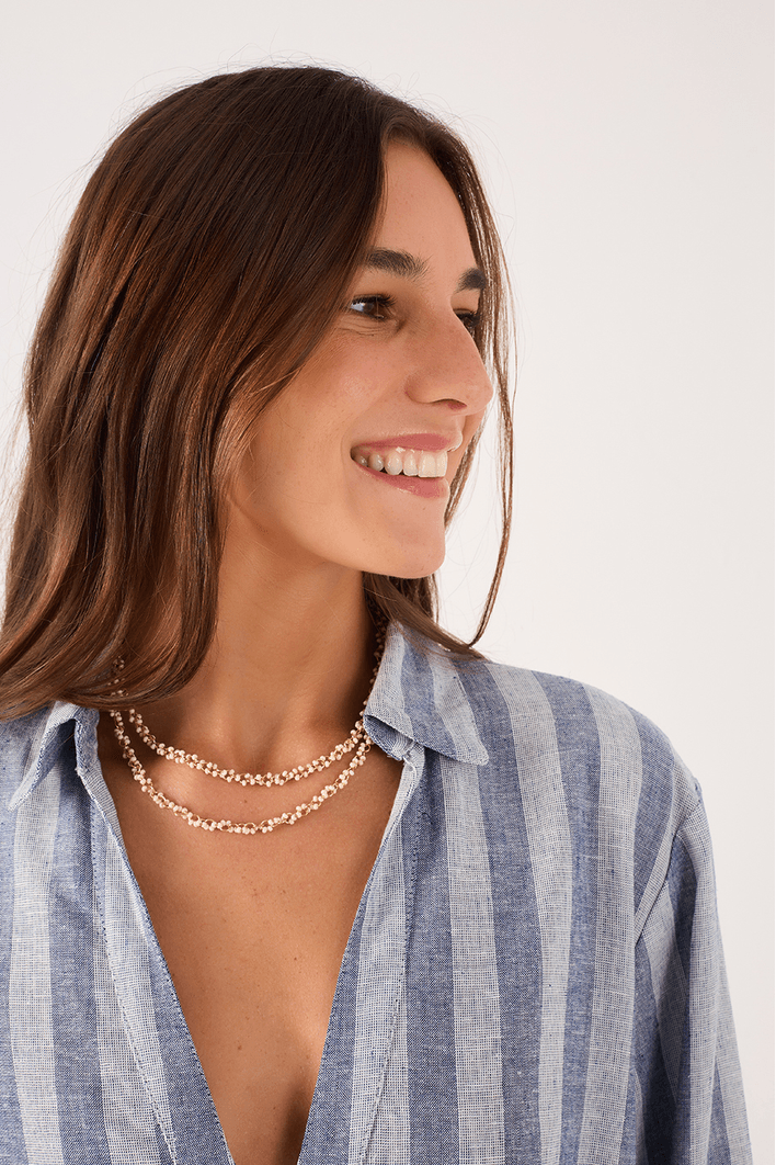 Camisa Linho Listrada Decote Tesoura