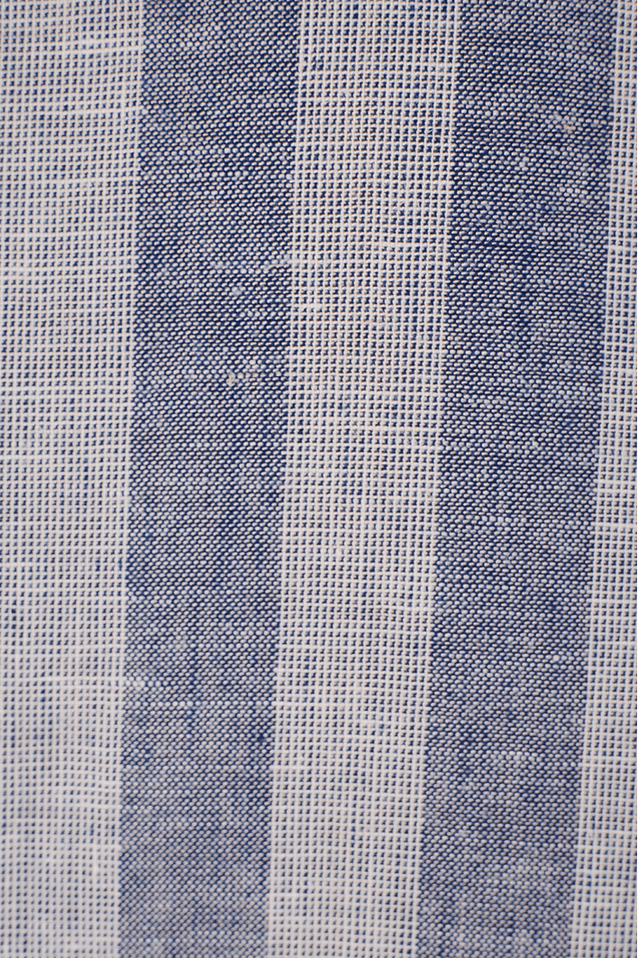 Camisa Linho Listrada Decote Tesoura