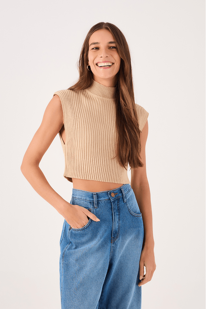 Blusa Tricot Gola Alta
