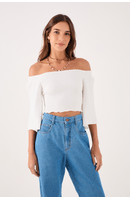 Blusa Tricot Lastex Manga