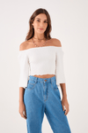 Blusa Tricot Lastex Manga