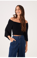 Blusa Tricot Lastex Manga
