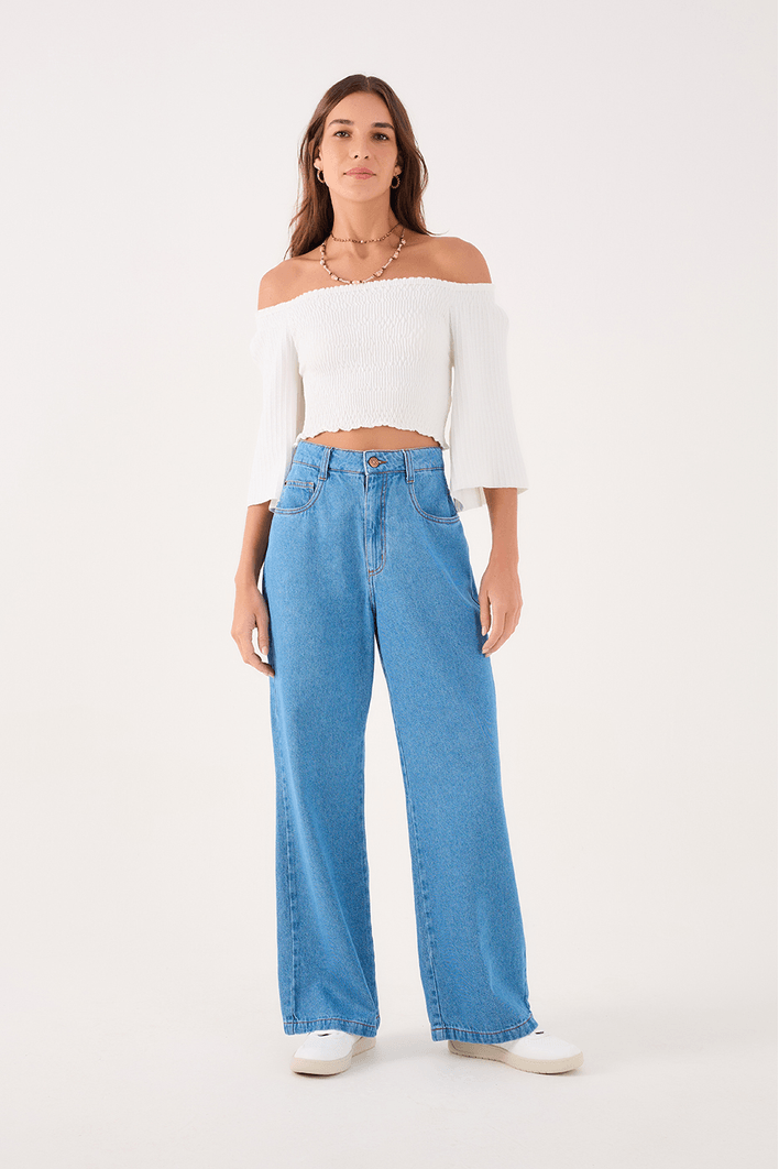 Blusa Tricot Lastex Manga