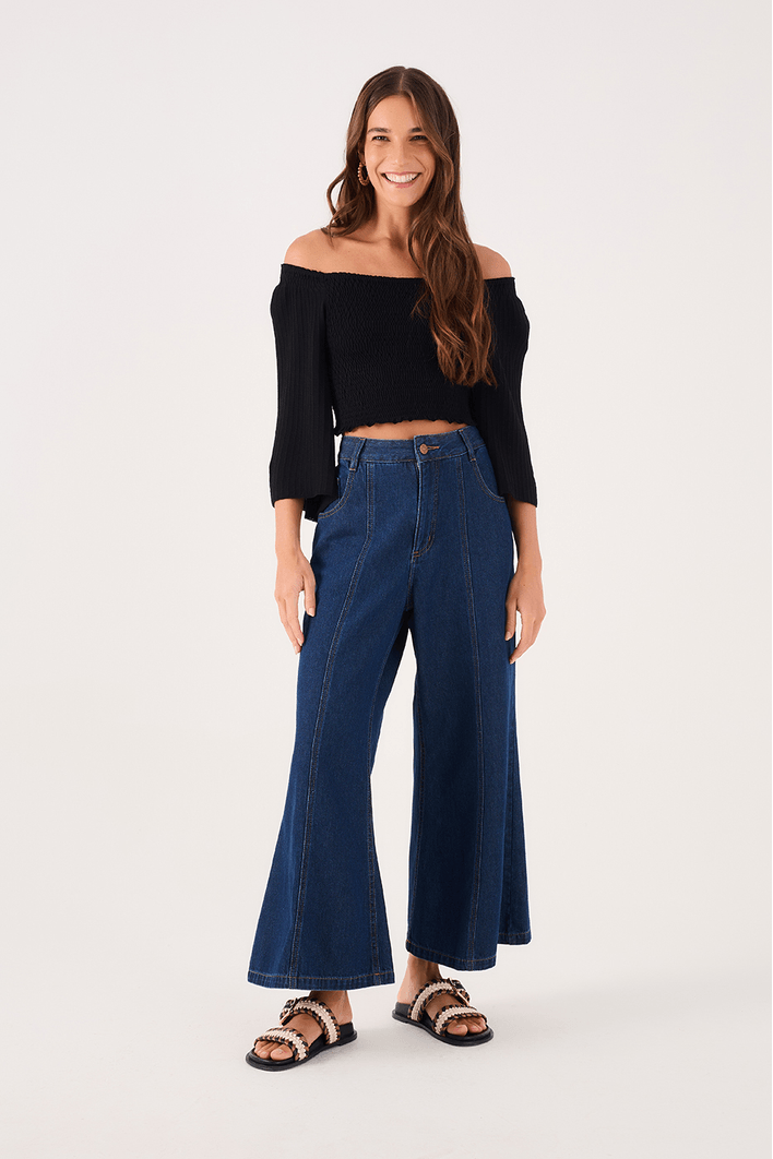 Blusa Tricot Lastex Manga