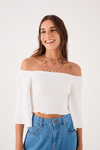 Blusa Tricot Lastex Manga