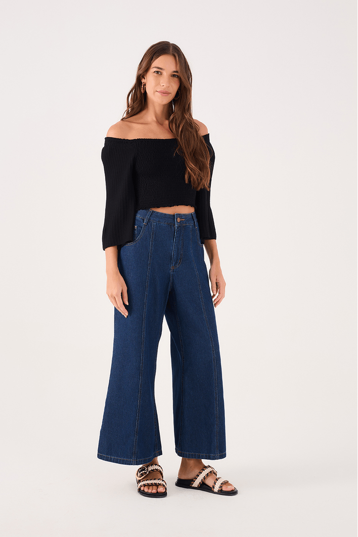 Blusa Tricot Lastex Manga
