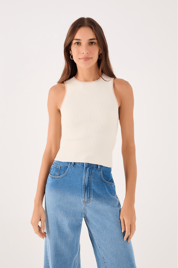 Blusa Tricot Bicolor