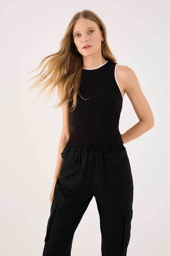 Blusa Tricot Bicolor