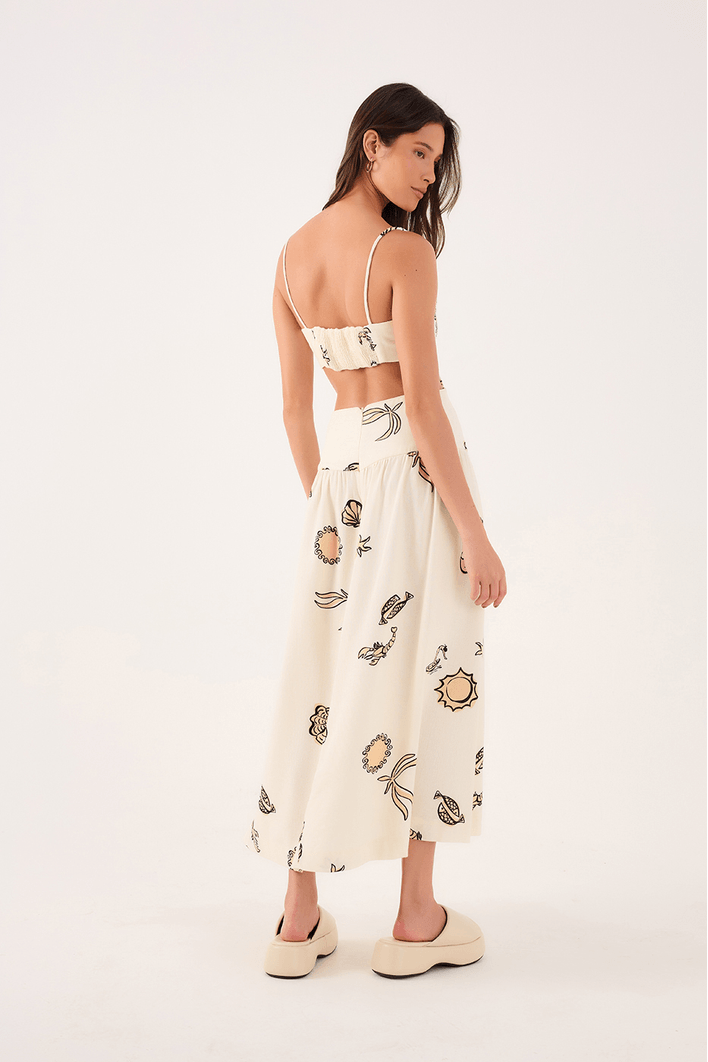 Vestido Midi Estampa Maré Mansa