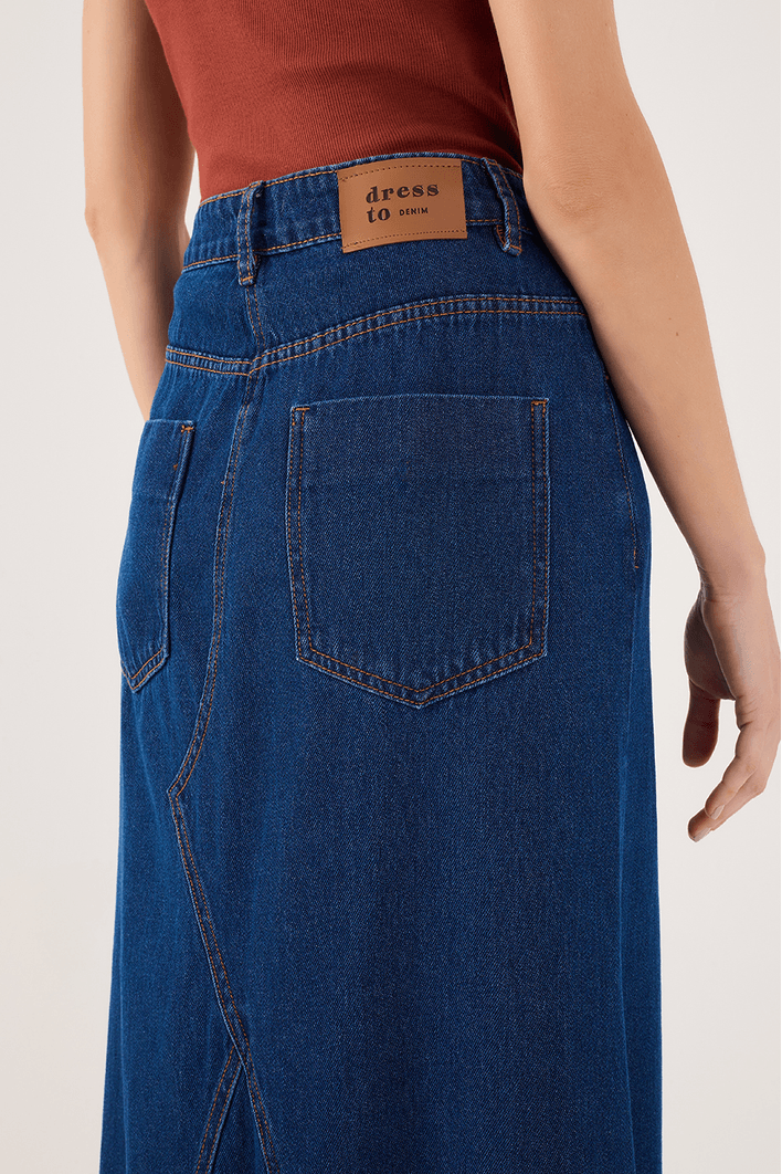 Saia Jeans Fenda Dark