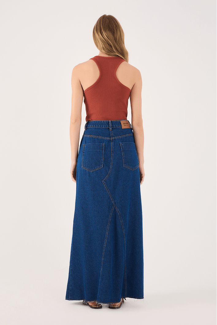 Saia Jeans Fenda Dark