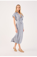 Vestido Cropped Linho Listrado