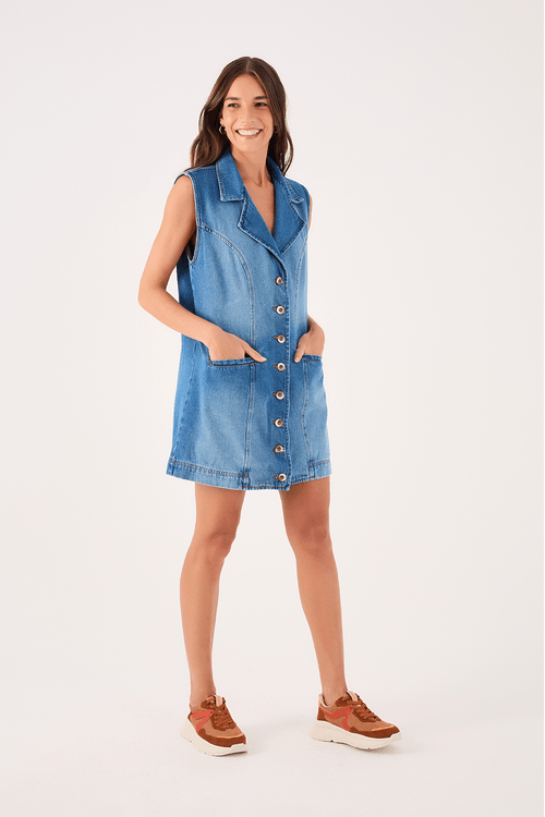 Vestido Colete Jeans