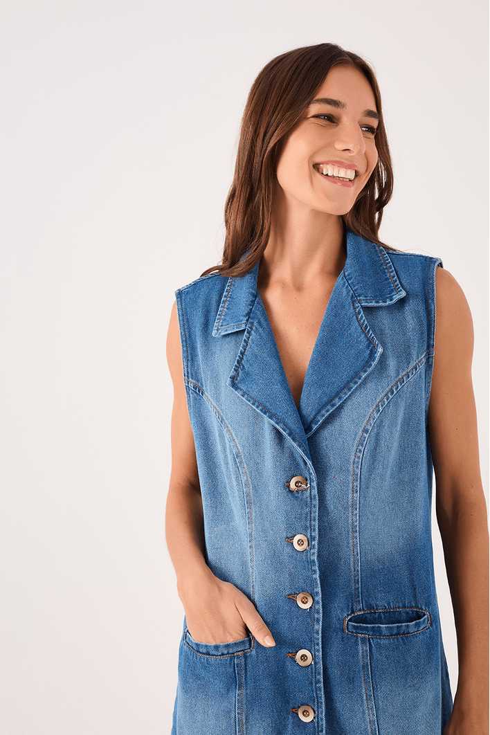 Vestido Colete Jeans