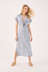 Vestido Cropped Linho Listrado