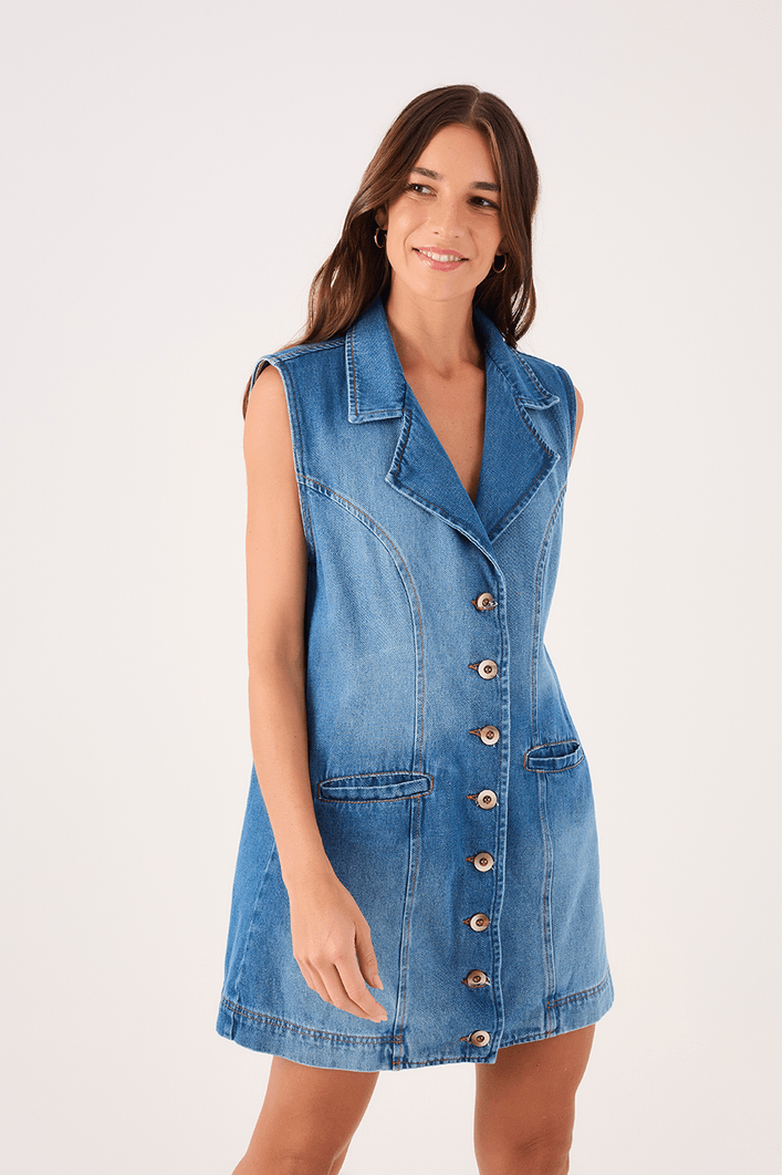 Vestido Colete Jeans
