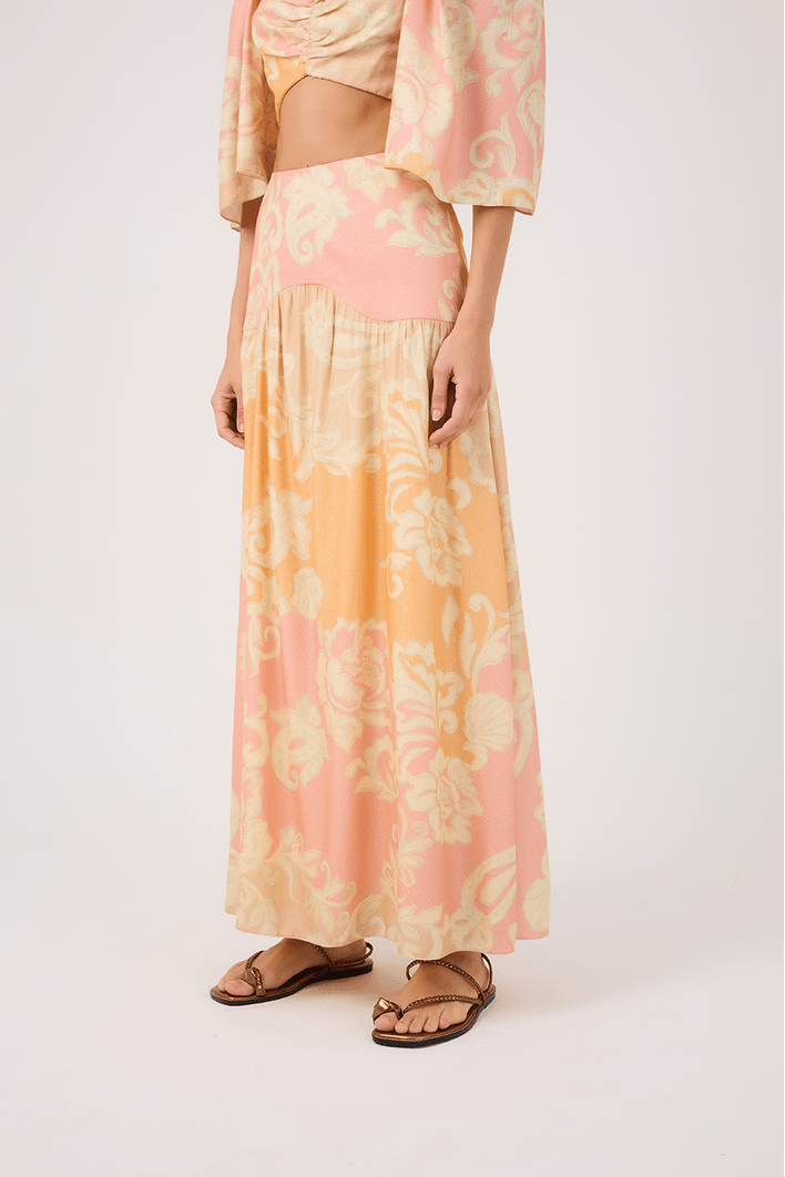 Saia Cropped Estampa Flor do Mar