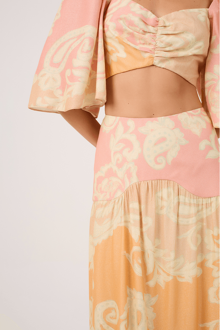 Saia Cropped Estampa Flor do Mar