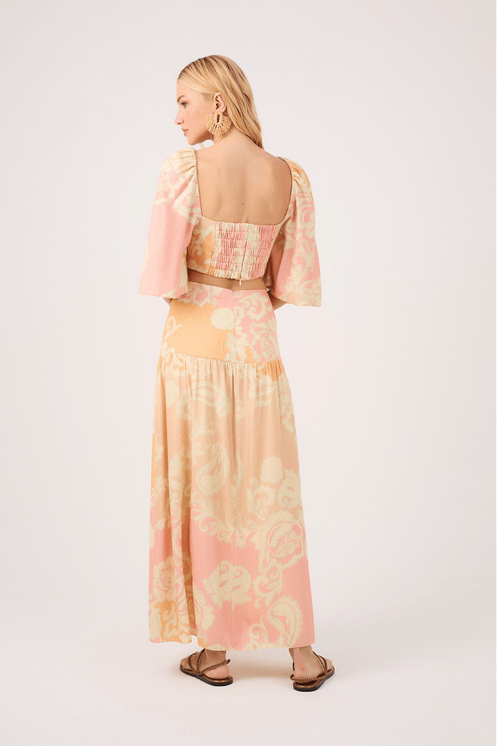 Saia Cropped Estampa Flor do Mar
