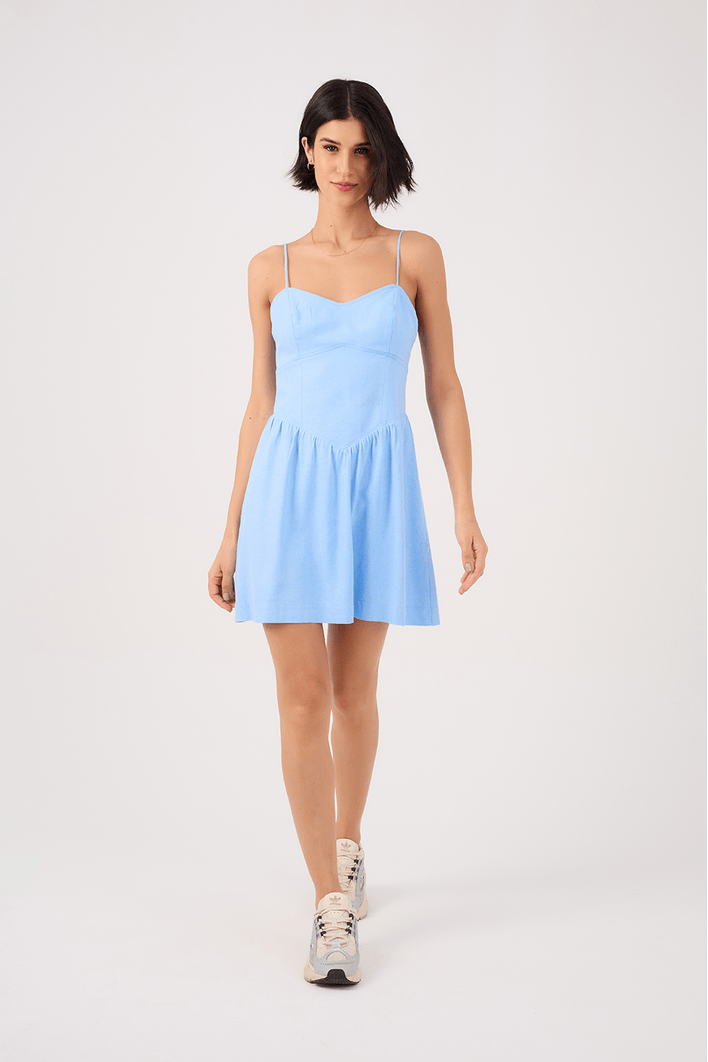 Vestido Curto Linho Franzido