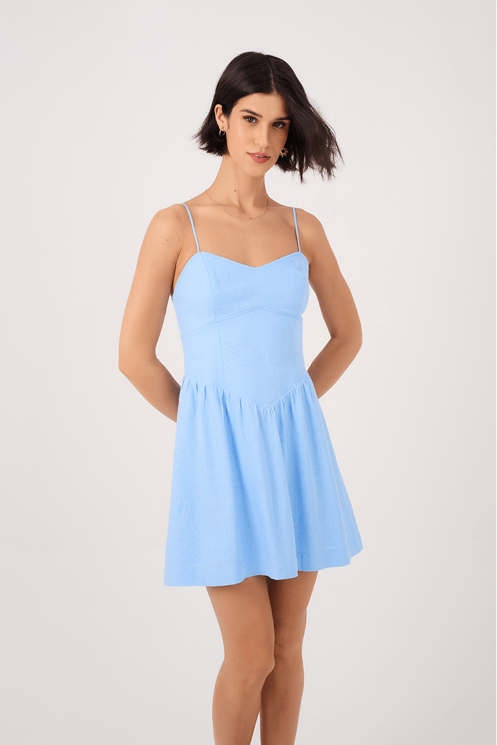 Vestido Curto Linho Franzido