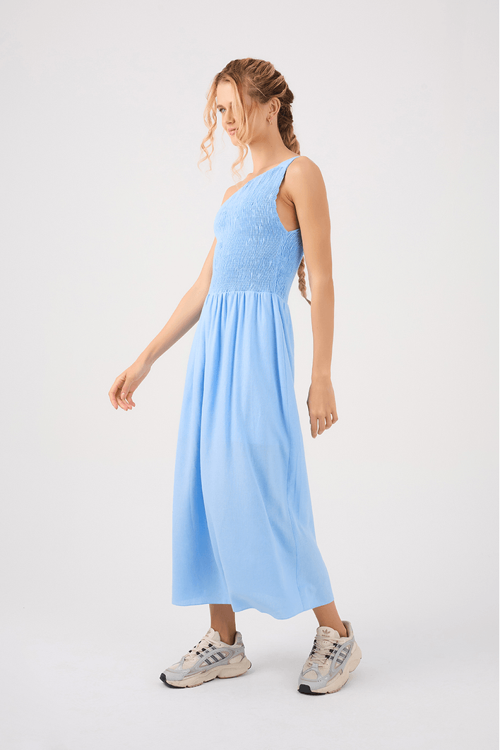 Vestido Linho Midi Ombro Só