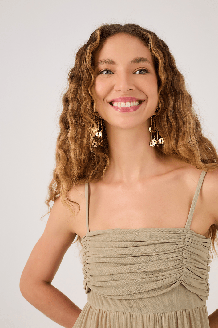 Vestido Drapeado Tule