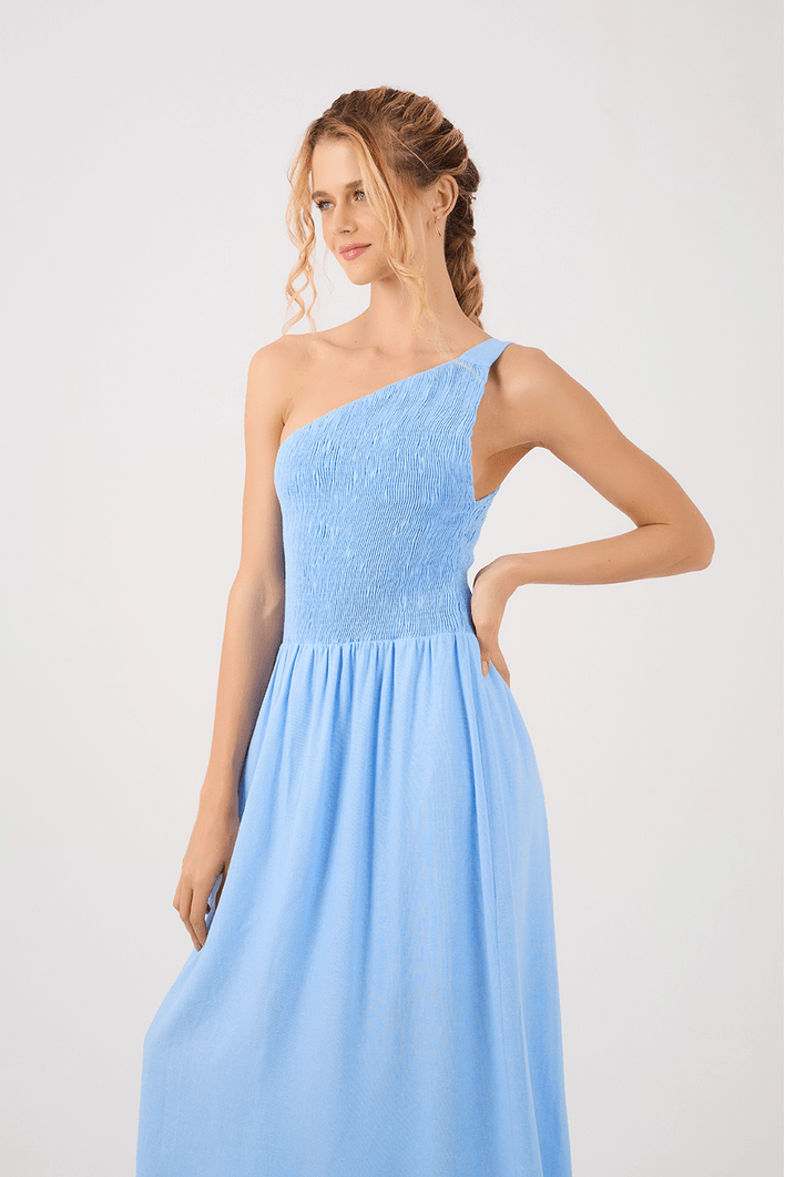 Vestido Linho Midi Ombro Só