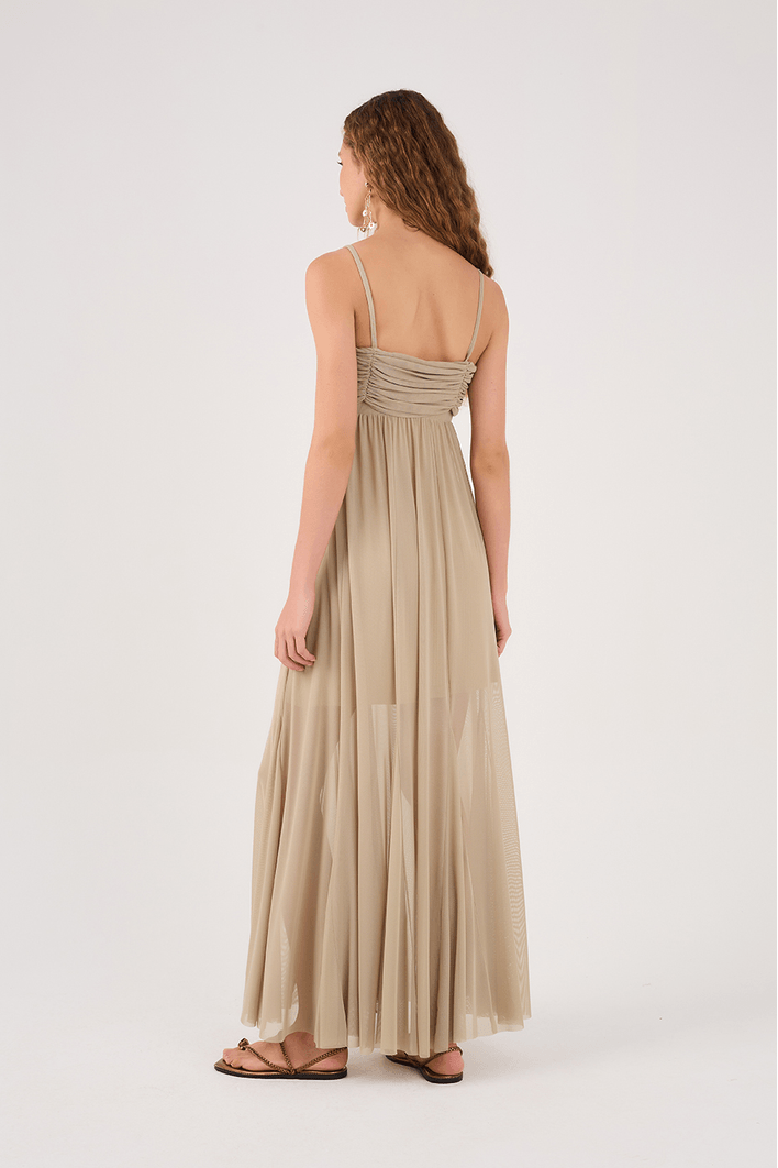 Vestido Drapeado Tule