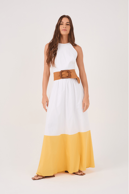 Vestido Cropped Algodão Barra Color
