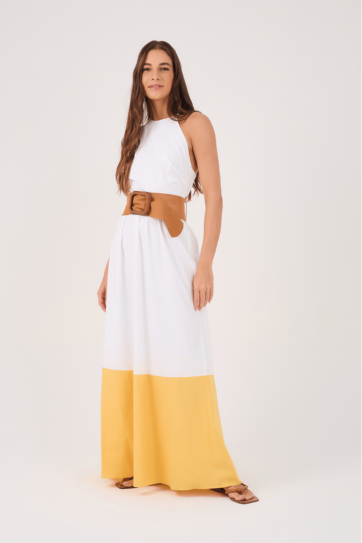 Vestido Cropped Algodão Barra Color