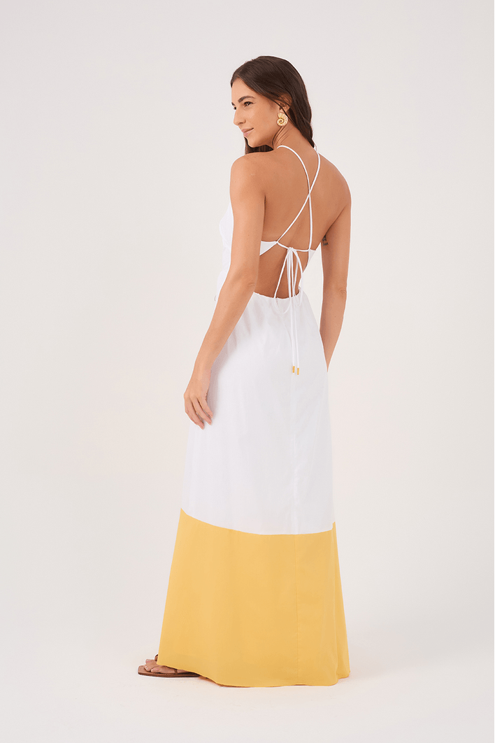 Vestido Cropped Algodão Barra Color