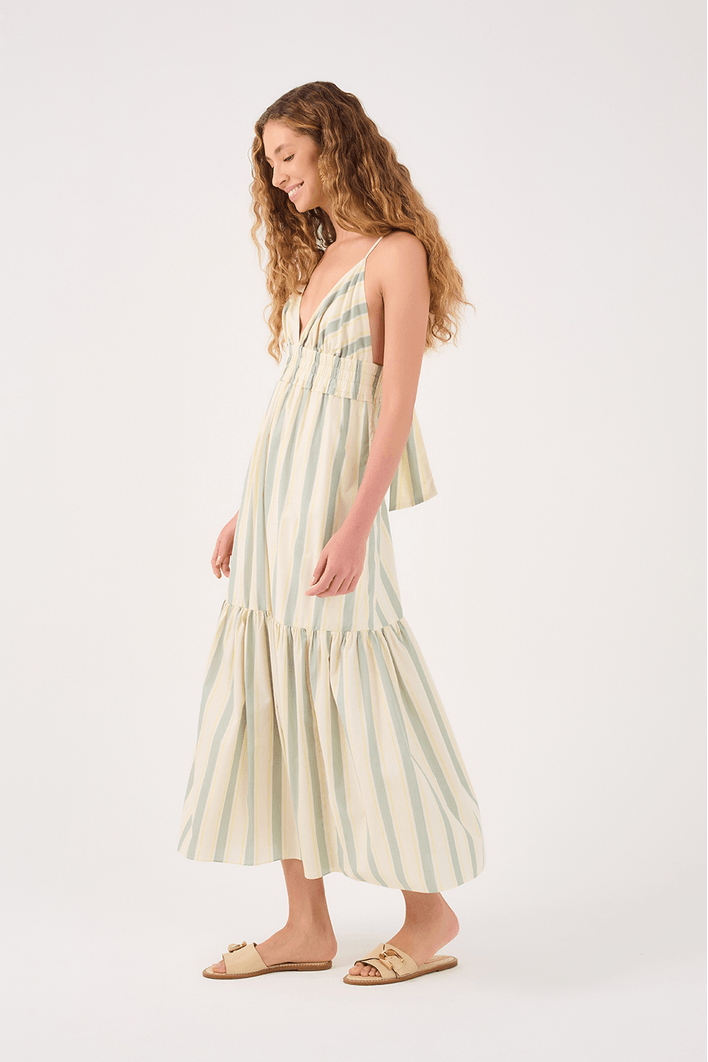 Vestido Longo Estampa Listra Ostra