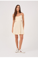 Vestido Curto Linho Amarração Lateral