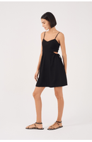 Vestido Curto Linho Amarração Lateral