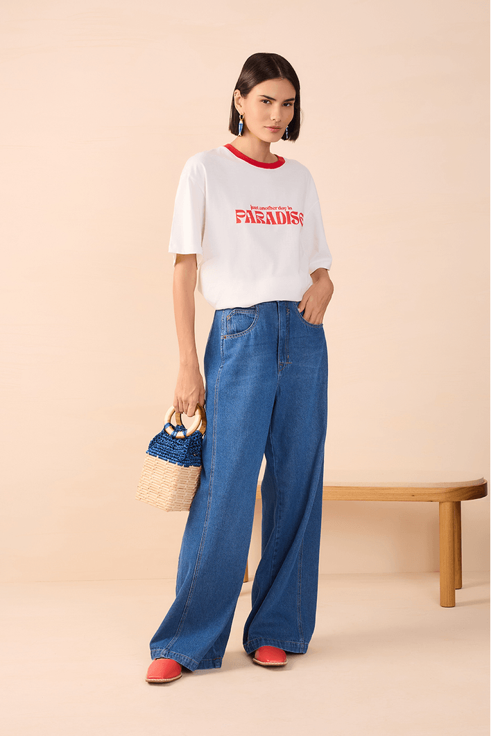 Calça Jeans Recorte Lateral