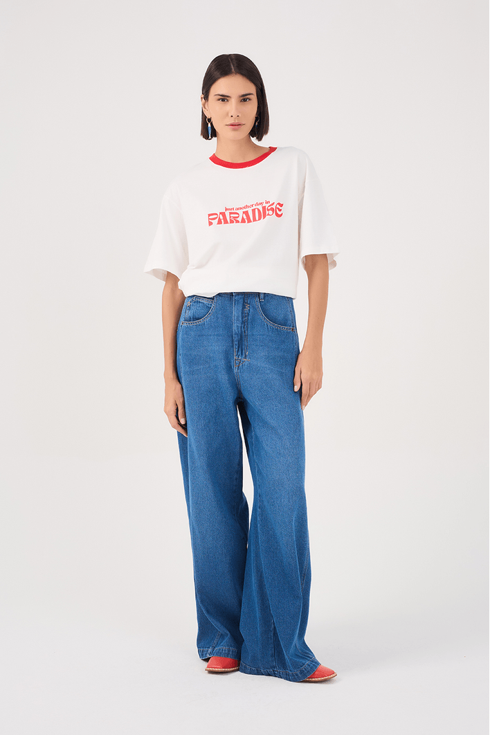 Calça Jeans Recorte Lateral