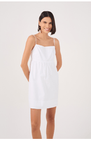 Vestido Curto Algodão Decote Reto
