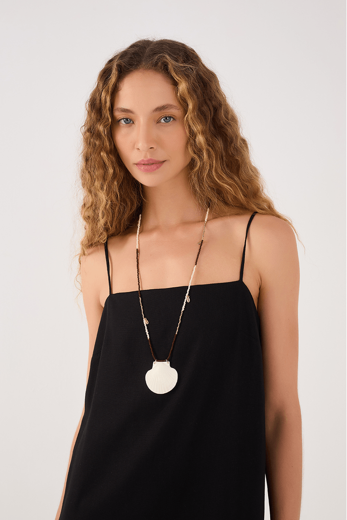Vestido Cropped Linho Fenda
