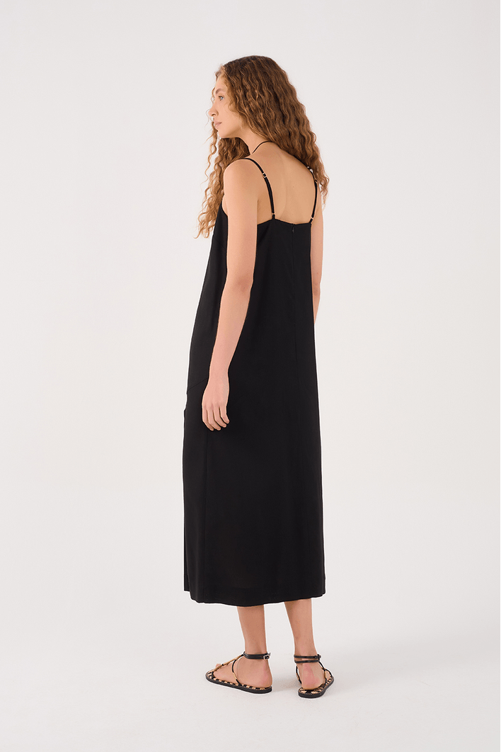 Vestido Cropped Linho Fenda